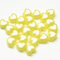 Yellow and white heart-shaped acrylic beads for DIY jewelry making and craft projects - Heart Shape / 500g Pack / Yellow