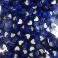 Bulk blue heart shaped acrylic beads with white centers for DIY crafting projects - Heart Shape / 500g Pack / Sapphire Blue