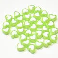 Translucent green acrylic heart-shaped beads with white cores for DIY jewelry making - Heart Shape / 500g Pack / Green
