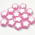 Pink acrylic flower beads with white bead-in-bead design for DIY handmade jewelry crafting - Plum Blossom / 500g Pack / Pink