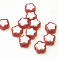 Flower-shaped acrylic beads for DIY jewelry making, stylish red and white color combination - Plum Blossom / 500g Pack / Red