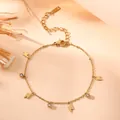 Detailed view of a gold-plated titanium steel bracelet with lightning and CZ charms. - Lightning Zircon Bracelet (K508)