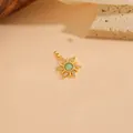 Elegante pendente a forma di sole placcato oro con opale verde e cristalli di zirconia - Stile Raggi di Sole-Pietra Verde Chiaro (T0042)