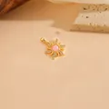 Squisito ciondolo a sole placcato oro con opale rosa e zirconi cubici lucenti. - Stile Raggi di Sole-Pietra Rosa (T0048)