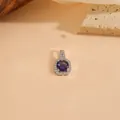 Elegante ciondolo ottagonale in argento con gemma viola e cristalli trasparenti - Stile Ottagonale-Pietra Viola (T0036)