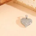 Elegante ciondolo a forma di cuore color argento con pietre scintillanti gioiello - Stile Cuore Pavé-Solo Ciondolo (Senza Catena) (T0051)