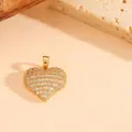 Pendente a cuore scintillante con strass e elegante finitura dorata - Stile Cuore Pavé-Solo Ciondolo (Senza Catena) (T0052)