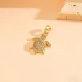 Elegante ciondolo a tartaruga placcato in oro con strass brillanti per donna. - Stile Forma Tartaruga-Solo Ciondolo (Senza Catena) (T0061)