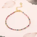 Ultra-fine natural rainbow tourmaline beaded bracelet with 2mm stones and gold clasp. - 2mm Tiny Bead Style