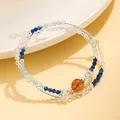 Elegant dubbellaags kralenarmband met blauwe kristallen en S925 zilveren accenten sku - Kianiet Aquamarijn Bergkristal Armband