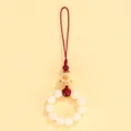 Colgante para móvil de raíz de bodhi con garra de gato, cuentas blancas y cordón rojo - 8mm Bodhi Blanco Cinabrio Pata de Gato (SL5231)