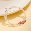 Nieuw-Chinese stijl amethist kralenarmband met dubbele laag en mooie roze kristallen - Roze Toermalijn Rozenkwarts Armband