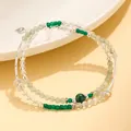 Elegante dubbele armband met groene rutielkwarts en glinsterende zirkoonkraaltjes. - Aventurijn Bergkristal Armband