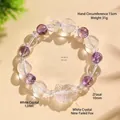 Elegant white crystal and purple amethyst beaded bracelet featuring a nine-tailed fox charm - Amethyst & White Crystal