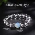 Bracciale di perle di cristallo di rocca da 12mm con accento acquamarina e distanziatori argento - Bracciale Cristallo Acquamarina 12mm / Diametro Perla 12mm