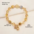 Pulsera de cuarzo rutilado dorado y piedra de luna con amuleto Pixiu dorado de fortuna - Estilo Pixiu de Cuarzo Rutilado / 8mm