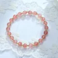 Elegant natural strawberry quartz bracelet with 14K gold filled beads for women - Single Strand Strawberry Quartz Bracelet / Pink