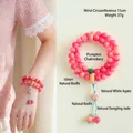 Dubbelstrengs Bodhi-wortel kralenarmband in crèmepink met natuursteen charms - Natuurlijke Roze Bodhi Stijl