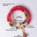 Zweisträngiges Armband aus rosa Bodhi-Wurzel mit Lotus-Anhänger aus Pfirsichholz - Natürliches Bodhi Doppelarmband (AL748888727467)