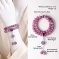Paarse jade-achtige Bodhi wortel dubbele armband met natuurlijke aventurijn lotus - Natuurlijke Paarse Bodhi