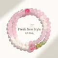 Elegante bracciale a doppio giro in perle di quarzo rosa, agata bianca e giada verde - Quarzo Rosa Stile F