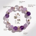 Bracelet perles en améthyste naturelle et quartz clair pour femme, 15 cm de tour. - Style Trésor en Cristal Violet / Diamètre des Perles 10-12mm