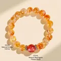 Bracelet en citrine naturelle avec quartz hématoïde rouge, perles de 10 mm et 12 mm - 10mm Citrine & 12mm Quartz Hématoïde Rouge (WY24112801)