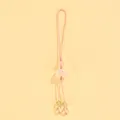 Ciondolo per cellulare fatto a mano con perla a loto intagliata e cordino rosa chic - 14mm Loto Cristallo Bianco Quarzo Rosa Prehnite (SL5231)