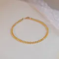 Natural citrine gemstone beaded bracelet with a minimalist golden finish for women. - Circumference 14cm / Citrine