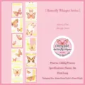 Gros plan sur le ruban washi papillon doré détaillant les spécifications - 25mm x 3m / Rime de Papillon Rose Cerise