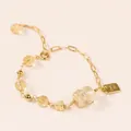 Handgemaakte natuurlijke gele kristallen armband met goud vergulde ketting en hart - Citroenkwarts Pixiu Armband