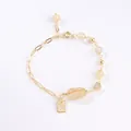 Natuurlijke gele kristallen armband met gouden Pixiu en Good Luck bedel dames - Grote Pixiu Rutilkwarts Armband