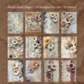 Vintage floral scrapbook material paper kit with 20 sheets of textured patterns - Fabric Handmade / 20 Sheets