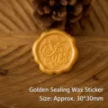 Retro golden wax seal sticker with For You relief for envelope decoration - 10 Pieces / Gold