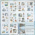 Sea Salt Monsoon watercolor sticker set for DIY journaling and scrapbooking, 10 sheets - Sea Salt Monsoon / 10 Pcs