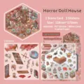 DIY Horror-Puppenhaus Cartoon Aufkleber Set mit Szenenkarte für Scrapbooking 128x170mm - Gruseliges Puppenhaus / 2 PET Aufkleber und 1 Szenenkarte