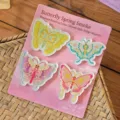 Charmant lot de 4 magnets de réfrigérateur papillon en acrylique style chinois - Papillon au Printemps / Lot de 4