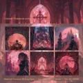 Gothic crimson firmament gold foil memo pad set with 6 designs and 120 sheets - Gothic Illustration (CJ102) / 120 Pieces/Pack / Lost Dream Night Song