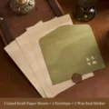 Vintage kraft letter paper and green envelope set including a decorative wax seal sticker - You can expect 1 envelope + 3 pieces of kraft lined letter paper + 1 fire paint sticker in the future