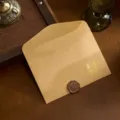 Gold foil stamped kraft envelope with wax seal sticker, golden yellow color, 123x173mm - All things go well 1 envelope + 1 fire paint sticker