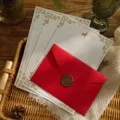 Set di carta da lettere retrò con busta rossa e sigillo ceralacca - Rosso anguria / 1 Busta + 3 Fogli da Lettera Cervo + 1 Sigillo in Ceralacca