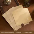 Vintage kraft paper stationery set including 3 lined letter papers, 1 envelope, and 1 wax seal sticker - All the best 1 envelope + 3 pieces of kraft lined letter paper + 1 fire paint sticker