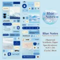 Blue themed synthetic paper decorative tape for journaling with 38cm loop length - Blue Note Message