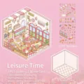 Juego de pegatinas de escena de habitación DIY con 2 hojas de PET y tarjeta de fondo - 2 pegatinas + 1 tarjeta de escena / Tiempo de Ocio