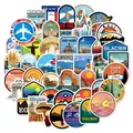Set mit 50 wasserdichten Reiseaufklebern für Koffer und Skateboards mit Wahrzeichen - Reise Wahrzeichen (TT085) / 50 Blatt