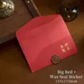 Scarlet red envelope with wax seal stamp and gold foil text - Gold list title: 1 envelope + 1 paint sticker