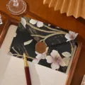 Elegant black embossed floral envelope with gold wax seal sticker, 110x160mm variant - Envelope + 1 Wax Seal Sticker / 11x16cm / Black
