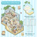 Cream Bear Coffee House 3D layering DIY stickers set with 3 PET sheets and scene card - Cream Bear Coffee House