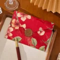 Elegant retro embossed floral invitation envelope in red color with a wax seal - Envelope + 1 Wax Seal Sticker / 11x16cm / Red