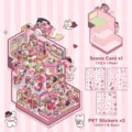DIY 3D scene rabbit castle sticker set with 3 PET sheets and a scene card 22x15cm - Cute Rabbit Dream Castle